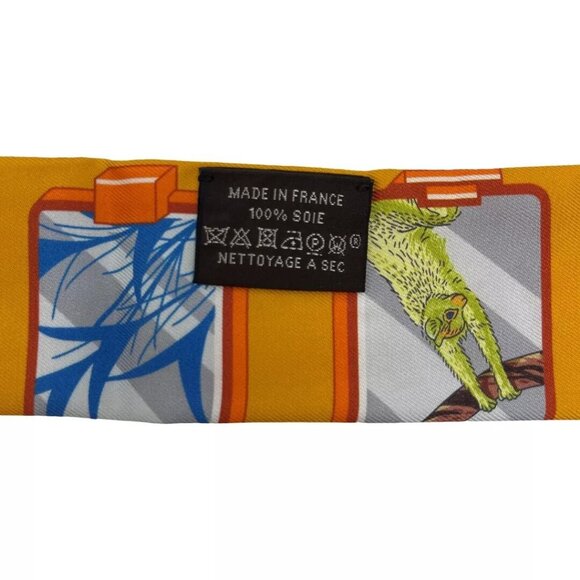 Authentic HERMES Twilly Hermes Story Scarf Orange Silk - Picture 9 of 16